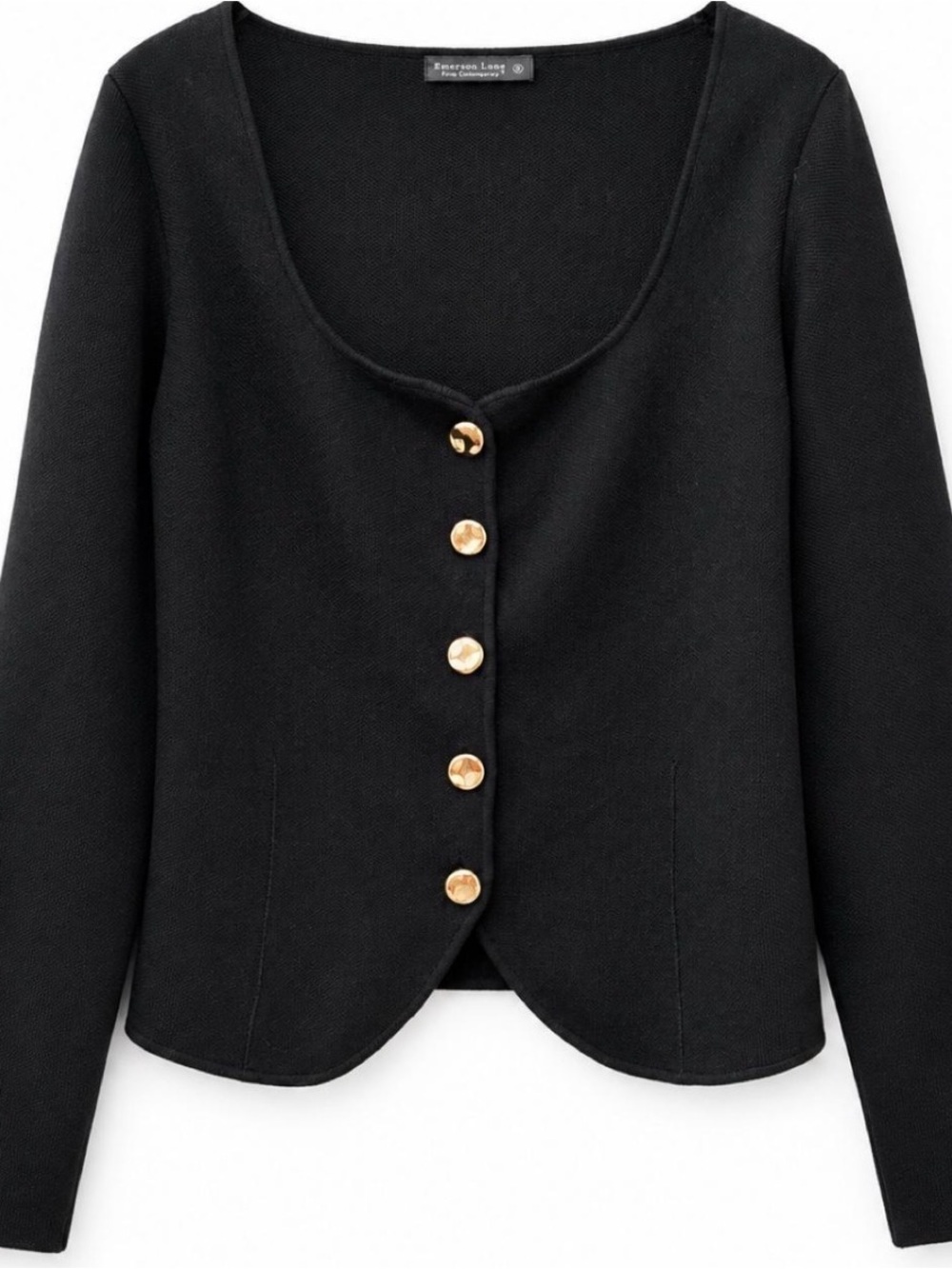Black Button-Front Women's Knit Top